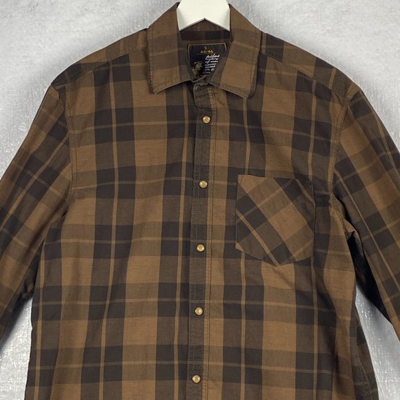 Aviator Shirt Mens Small Pilot Academy United States Pearl Snap Brown‎ Plaid - Picture 4 of 13